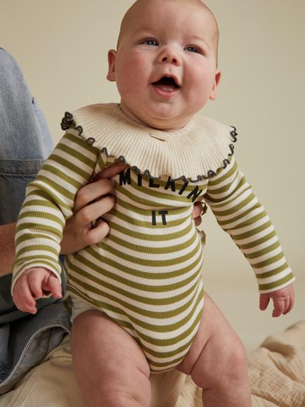 Claude & Co Kids' Milking It Bodysuit, Stripe, Stripe
