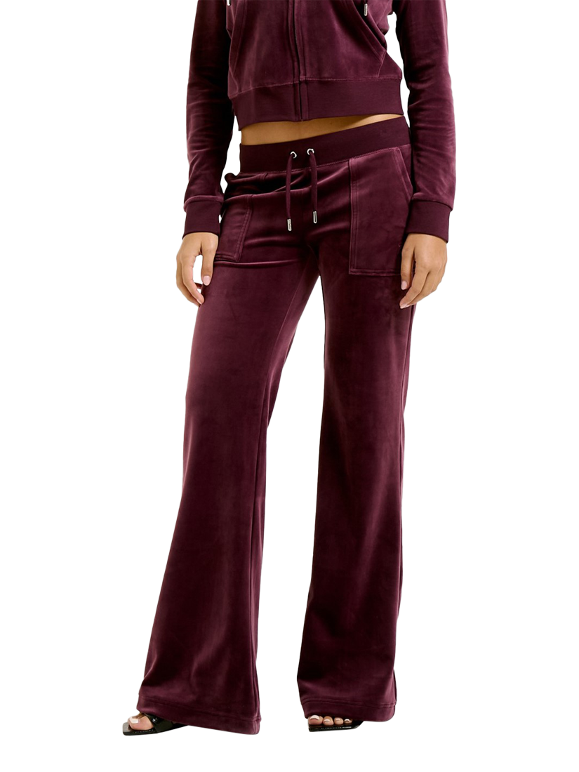 Product image 1 of 4, which shows Juicy Couture Layla Velour Tracksuit Bottoms, Wine, S
