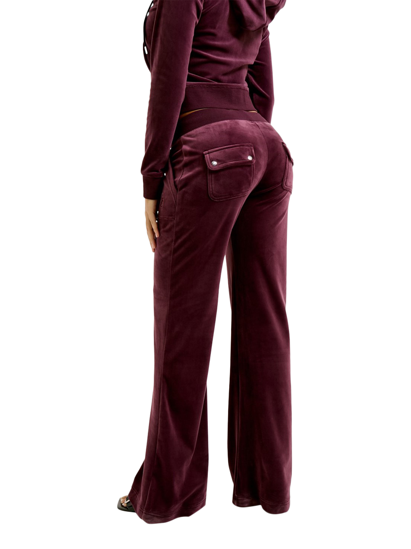 Product image 2 of 4, which shows Juicy Couture Layla Velour Tracksuit Bottoms, Wine, S