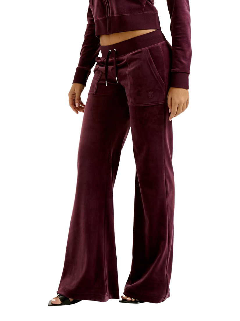 Product image 3 of 4, which shows Juicy Couture Layla Velour Tracksuit Bottoms, Wine, S