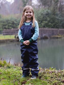 Muddy Puddles Kids' Waterproof Dungarees - view 2, Navy Blue