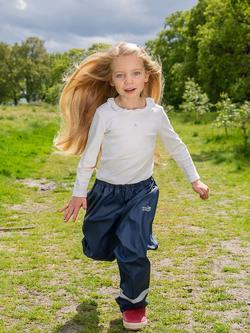 Muddy Puddles Kids' Waterproof Fleece Lined Trousers, Navy Blue - view 2, Navy Blue