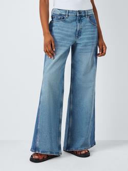 AND/OR Patchwork Wide Leg Jeans, Blue, Blue