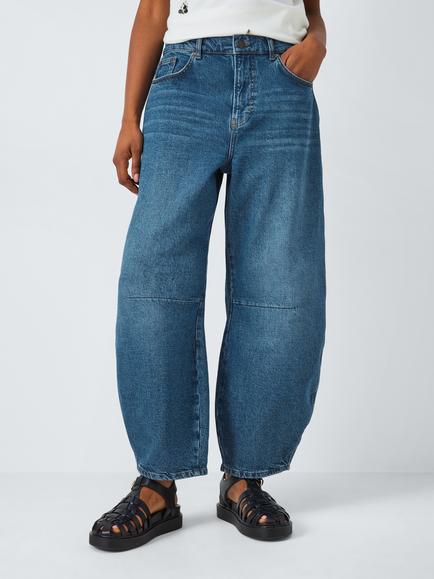 AND/OR Relaxed Barrel Leg Jeans, Mid Blue