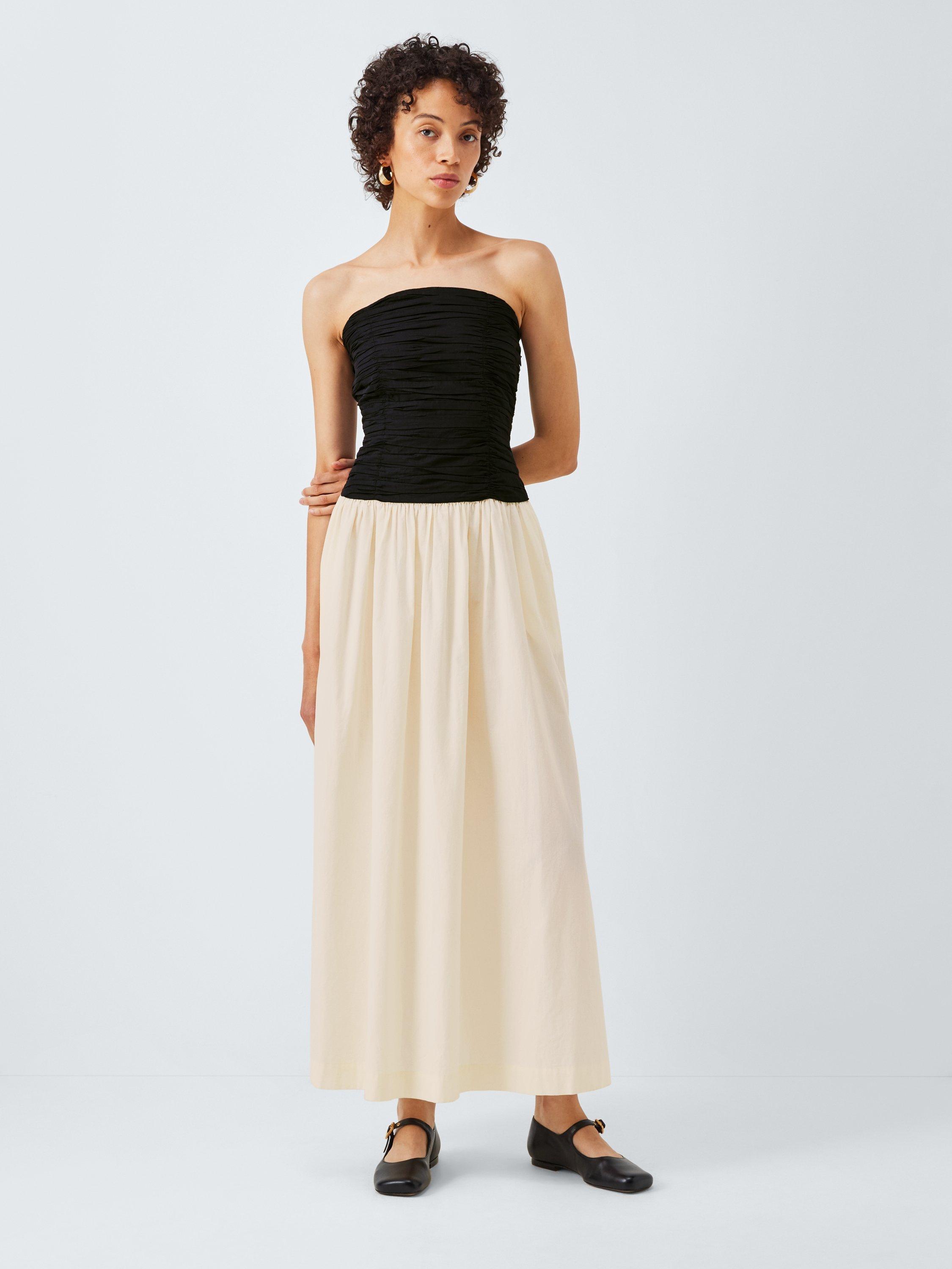 John Lewis ANYDAY Colour Block Bandeau Dress, Monochrome
