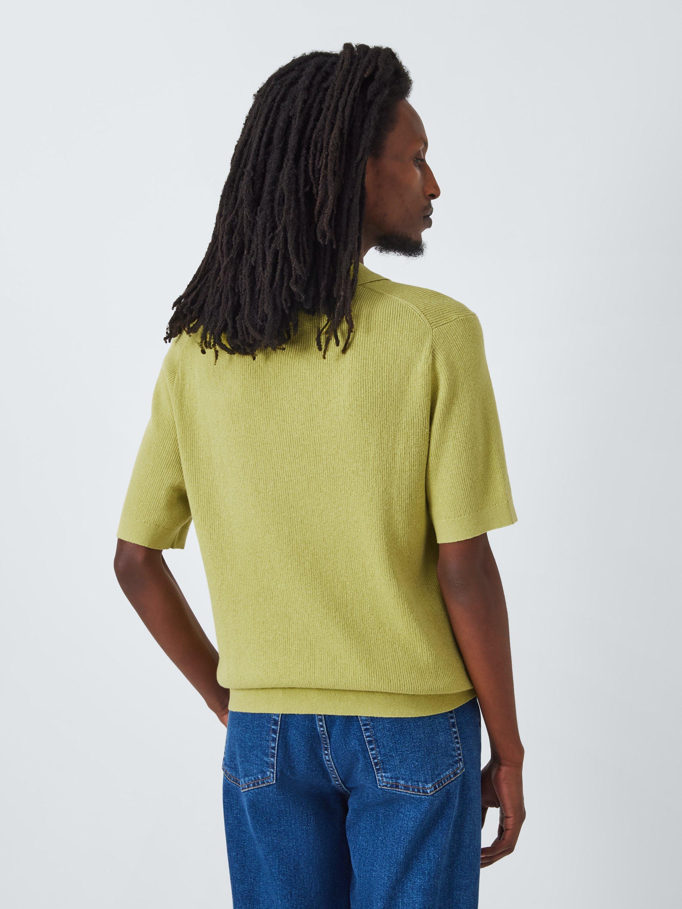 Product image 2 of 6, which shows John Lewis Short Sleeve Wide Rib Knit Polo Shirt, Sapling, M