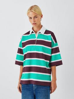 John Lewis ANYDAY Oversized Stripe Rugby Shirt, Multi Stripe, Multi Stripe