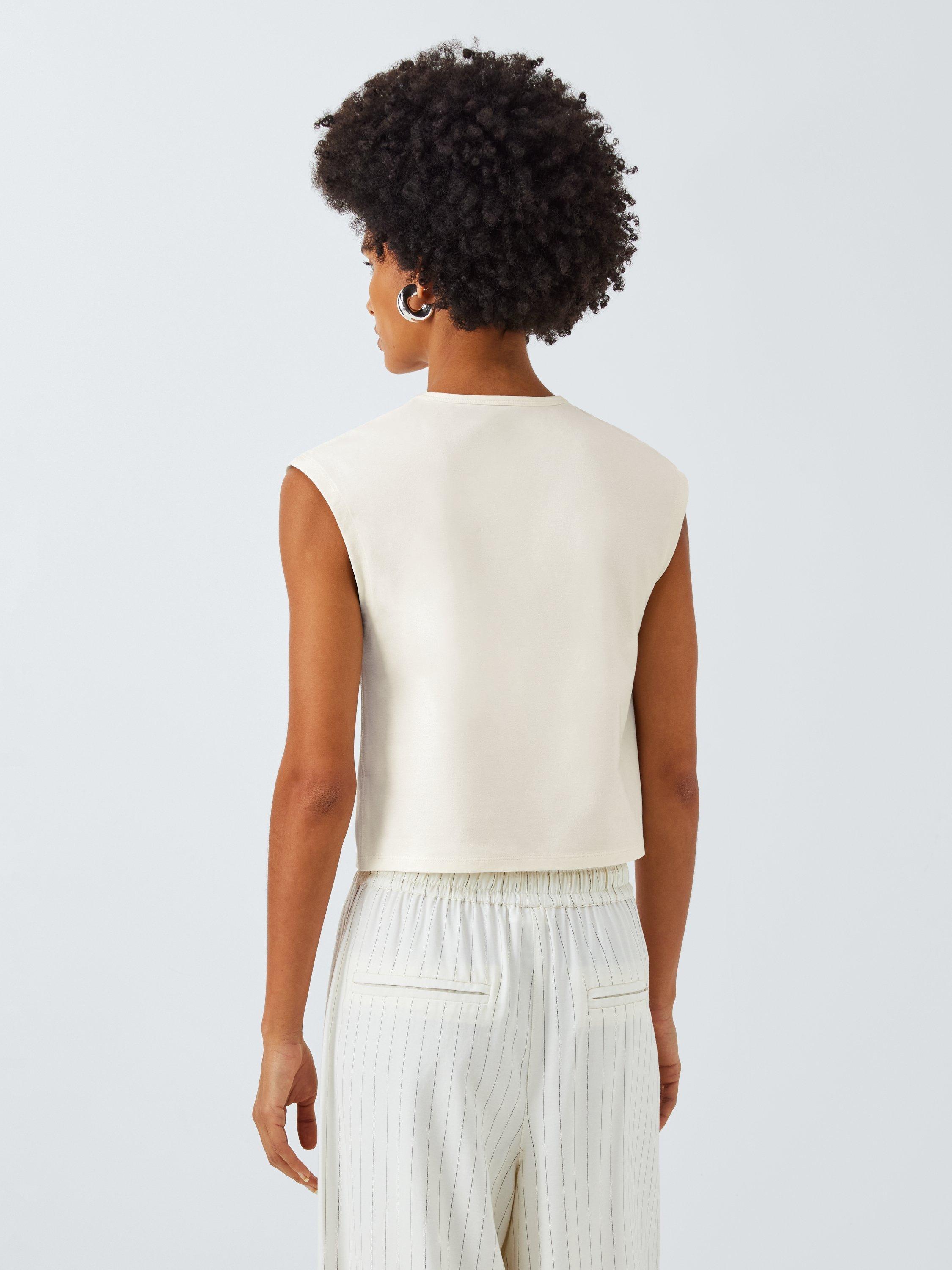 Product image 2 of 6, which shows John Lewis ANYDAY Grown On Sleeve Crop Top, Cream, XS