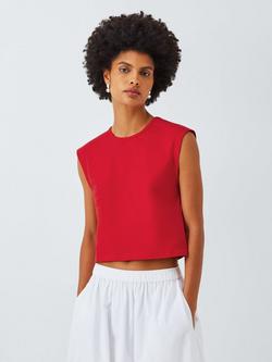 John Lewis ANYDAY Grown On Sleeve Crop Top, Red