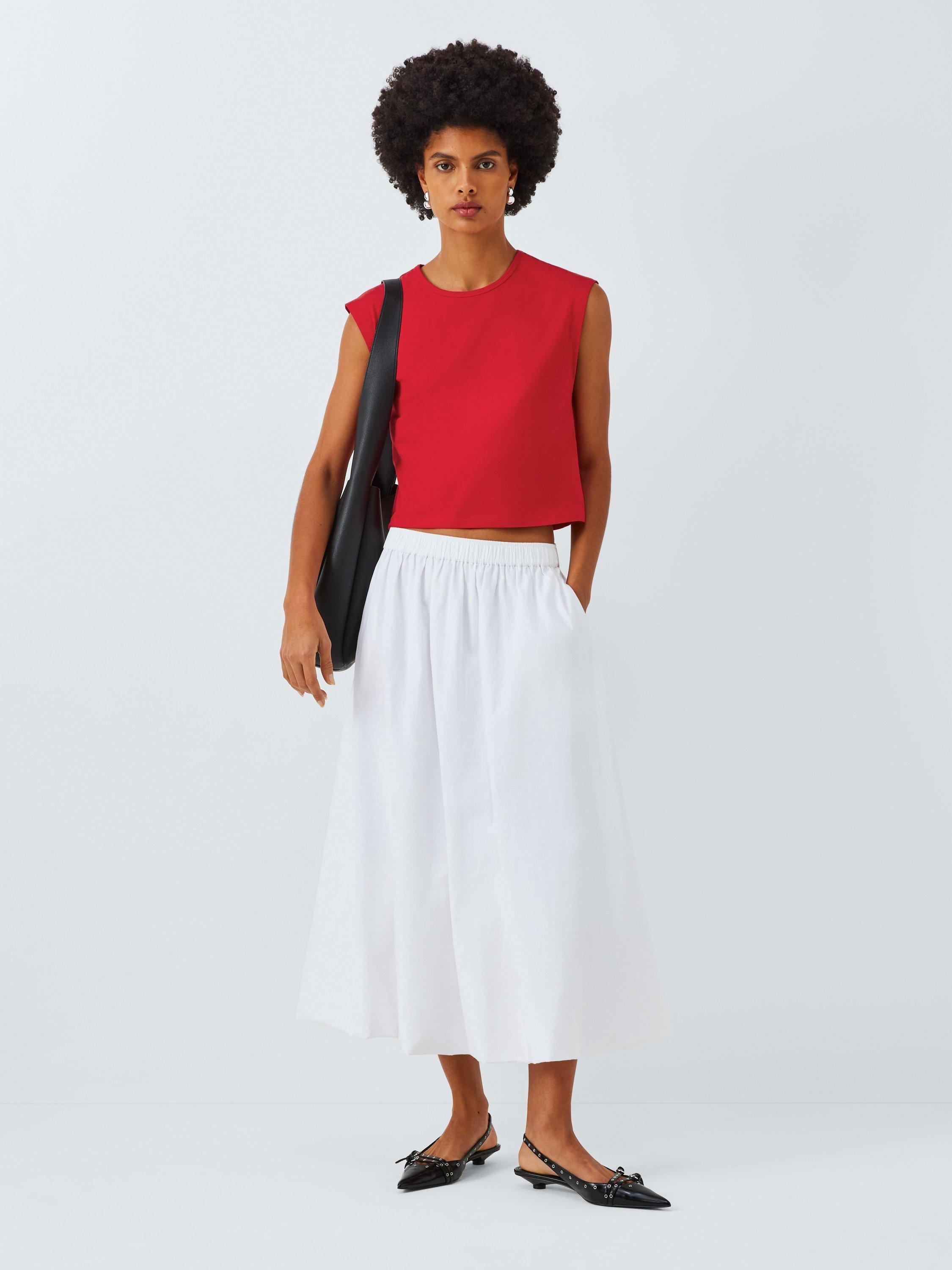 Product image 3 of 6, which shows John Lewis ANYDAY Grown On Sleeve Crop Top, Red, XS
