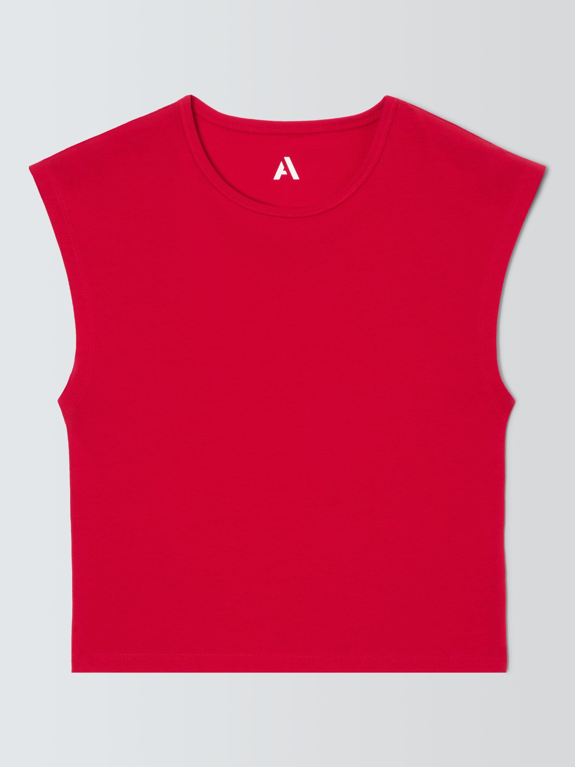 Product image 4 of 6, which shows John Lewis ANYDAY Grown On Sleeve Crop Top, Red, XS