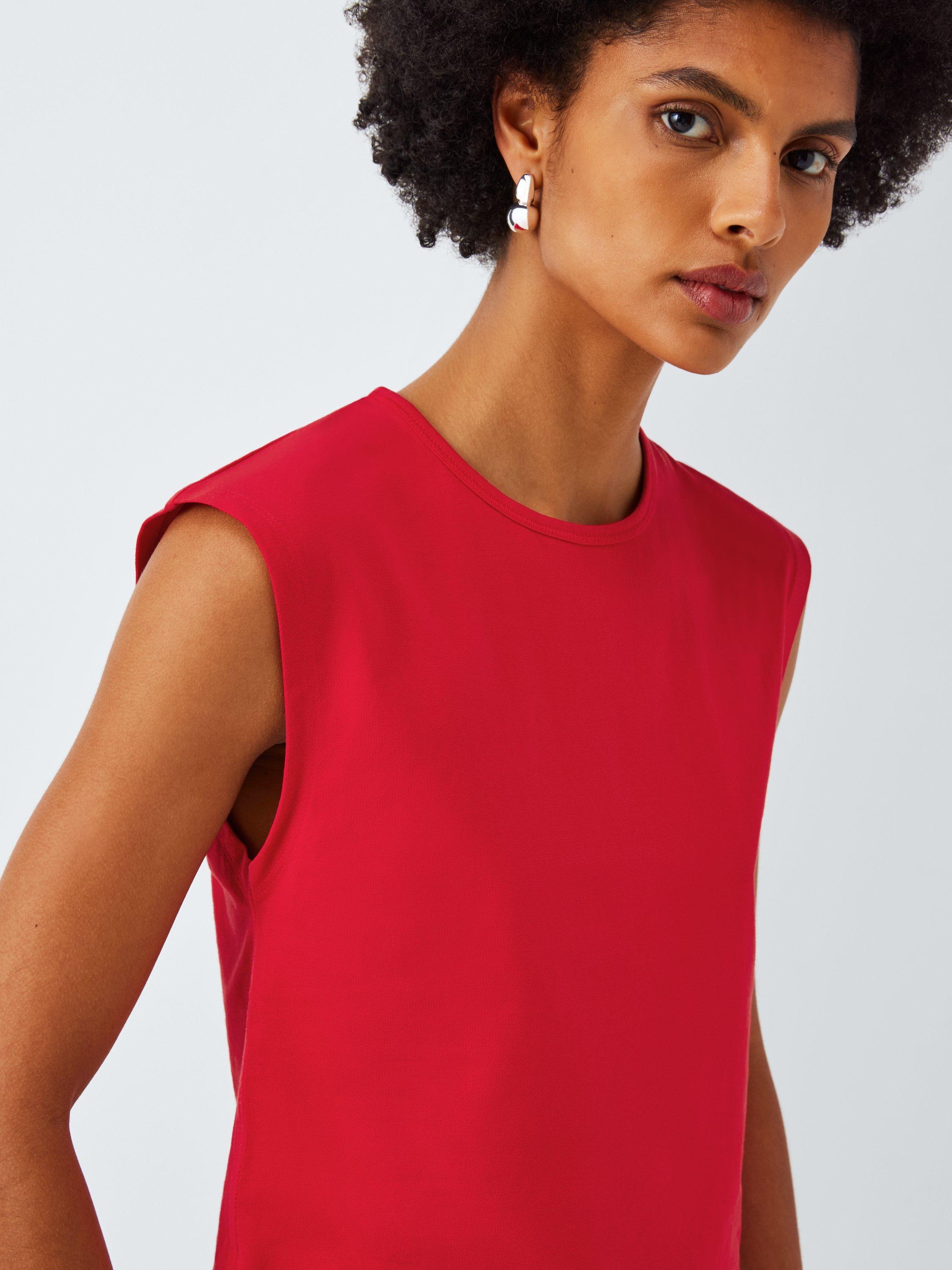 Product image 5 of 6, which shows John Lewis ANYDAY Grown On Sleeve Crop Top, Red, XS