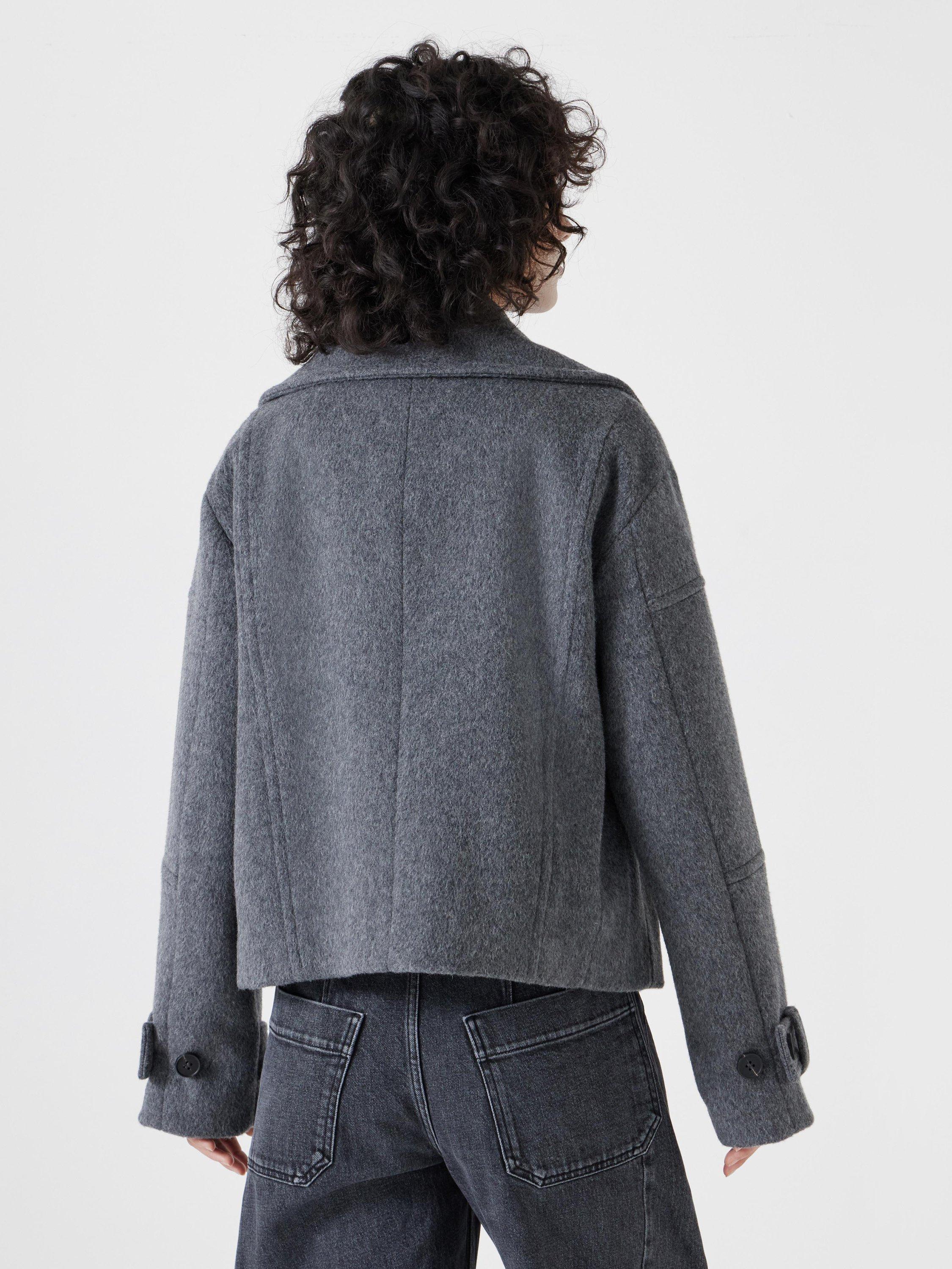 Product image 3 of 5, which shows HUSH Double Lapel Pure Wool Jacket, Grey, L-XL