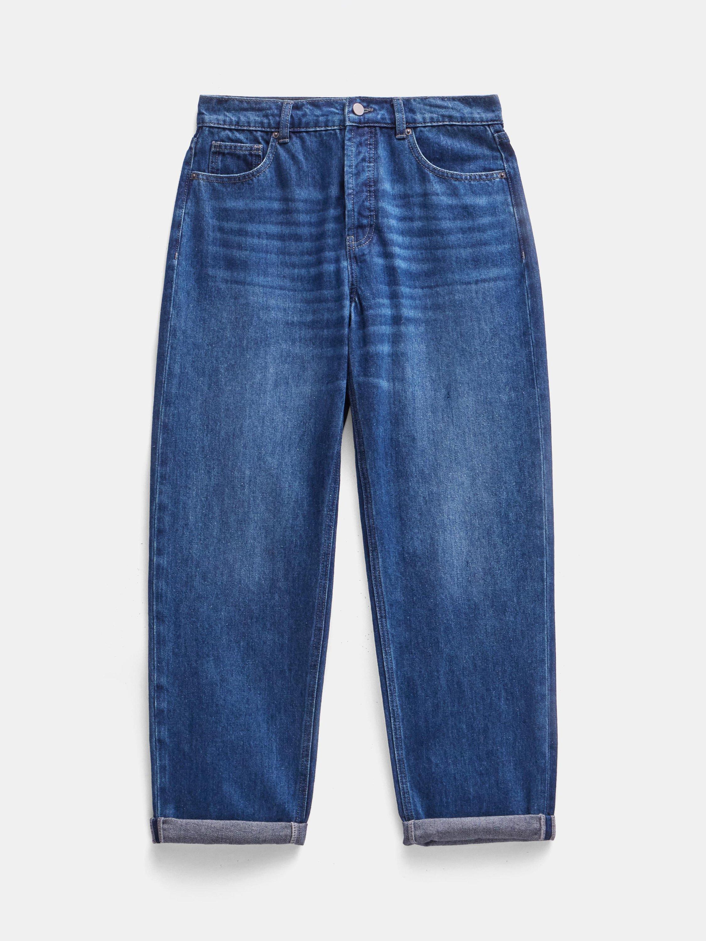 Product image 4 of 5, which shows HUSH Button Fly Boyfriend Jeans, Mid Blue Authentic, 4