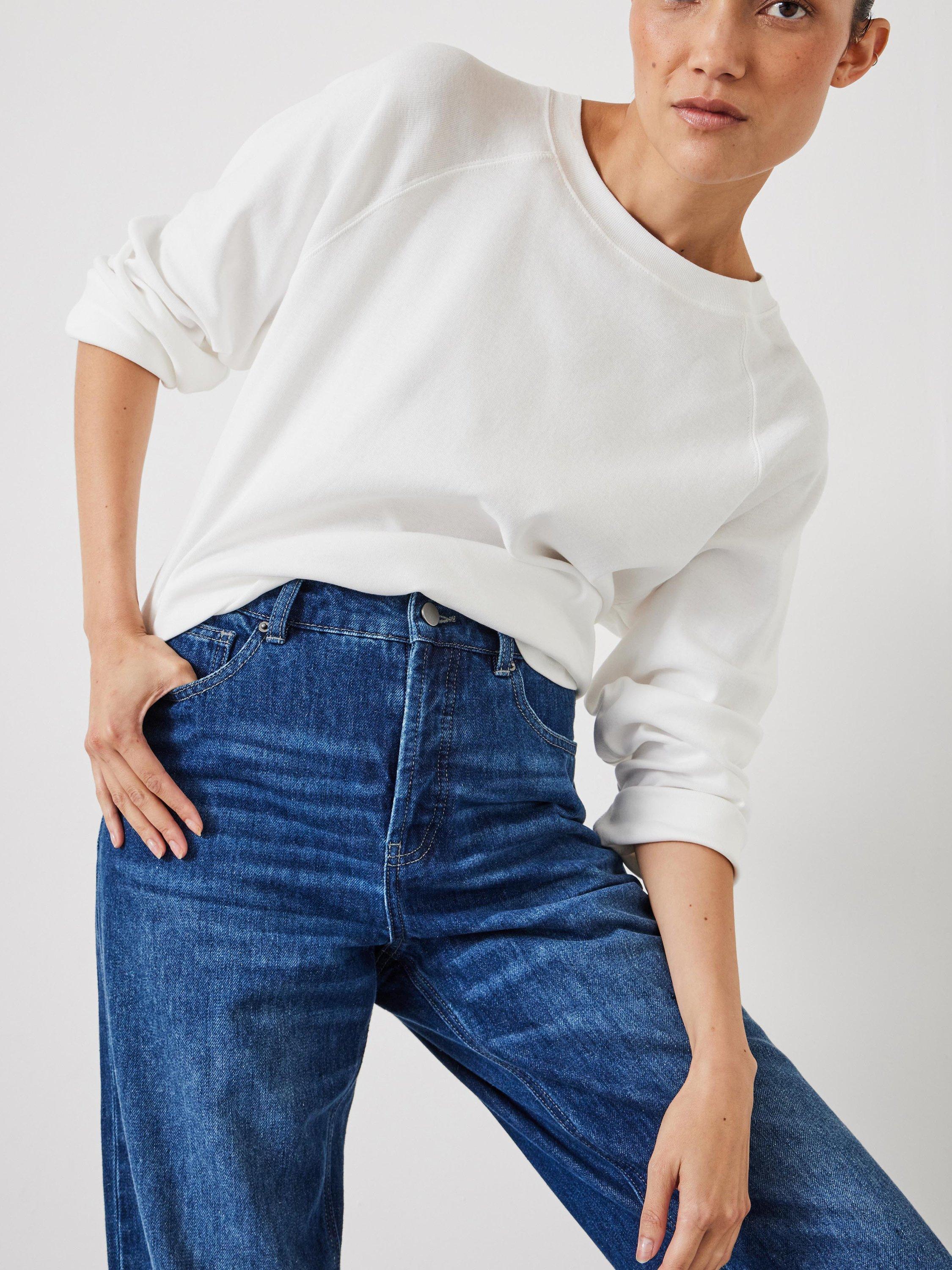 Product image 5 of 5, which shows HUSH Button Fly Boyfriend Jeans, Mid Blue Authentic, 4