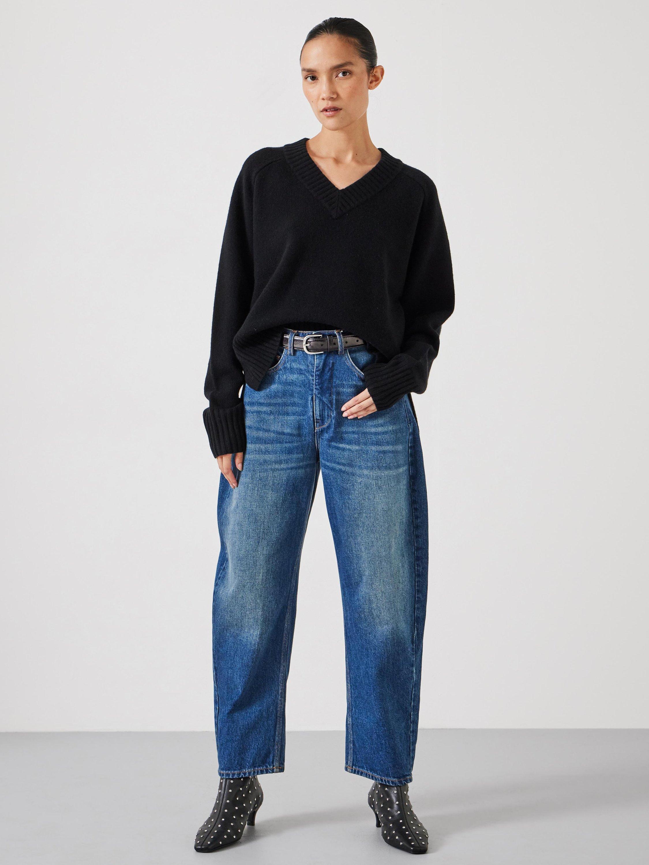 Product image 2 of 5, which shows HUSH Erica Pure Merino Wool Jumper, Black, L-XL