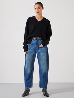 HUSH Erica Merino Wool V Neck Jumper - view 2, Black