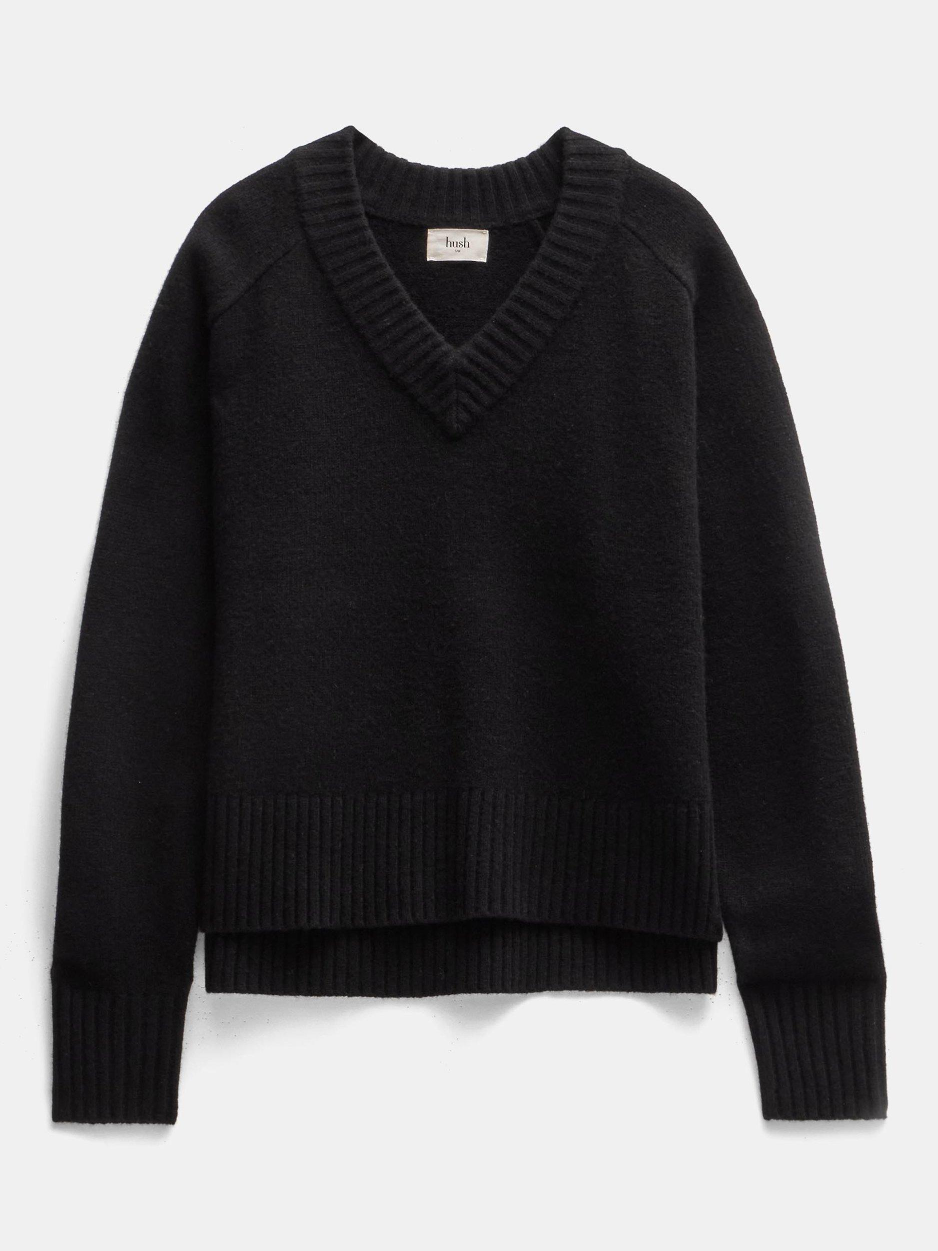 Product image 4 of 5, which shows HUSH Erica Pure Merino Wool Jumper, Black, L-XL