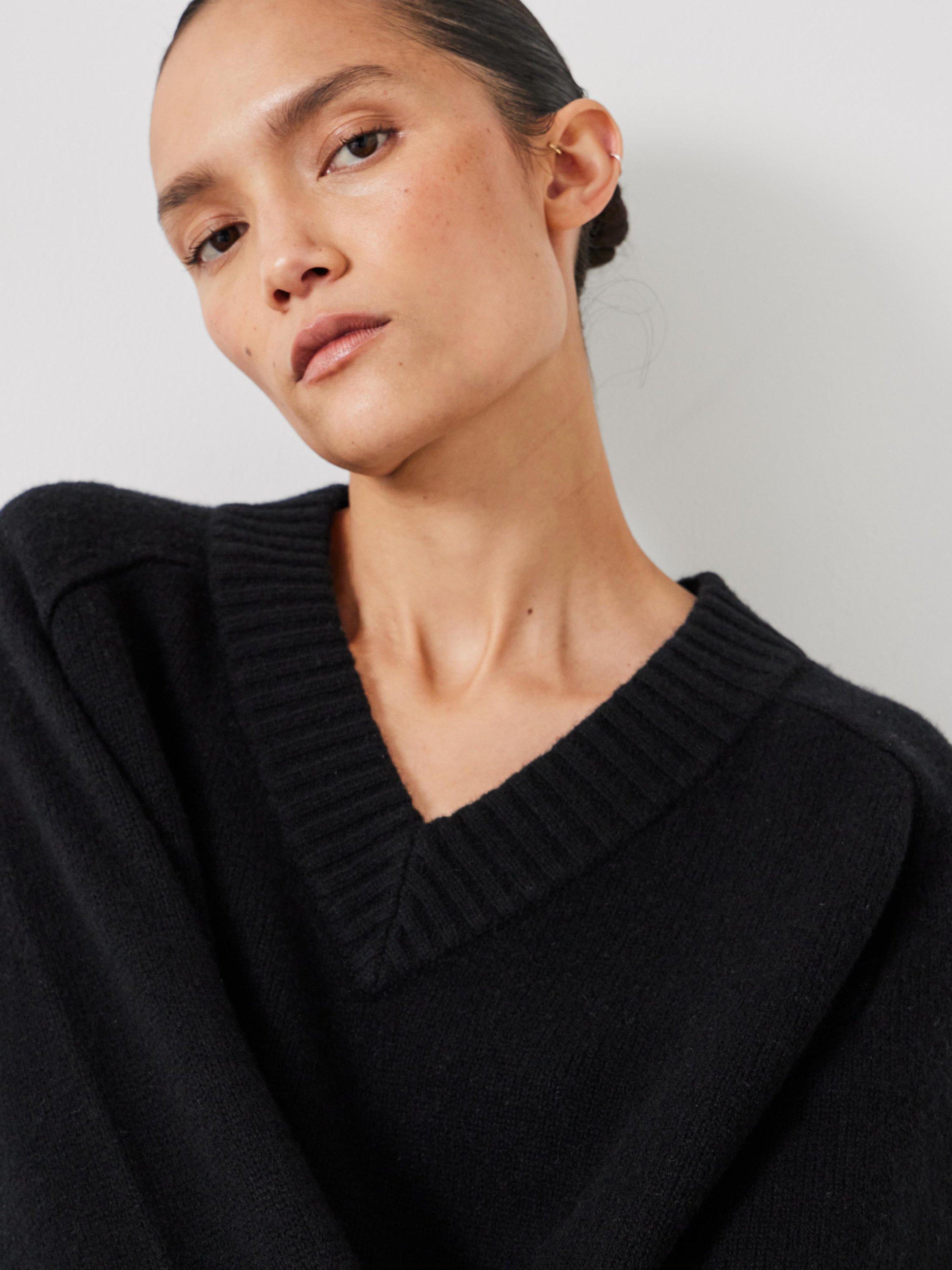 Product image 5 of 5, which shows HUSH Erica Pure Merino Wool Jumper, Black, L-XL