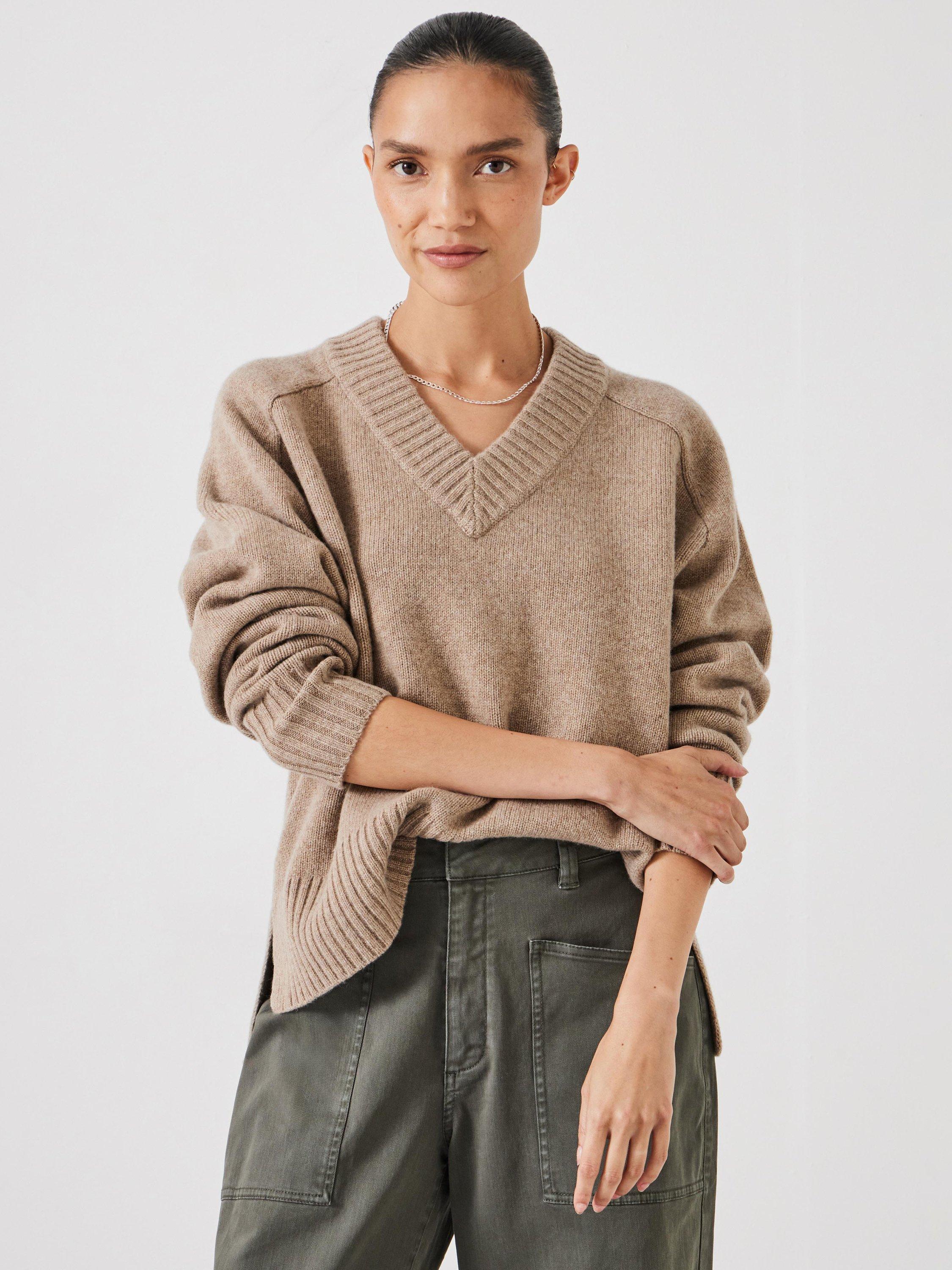 Product image 1 of 5, which shows HUSH Erica Pure Merino Wool Jumper, Light Beige, XS-S