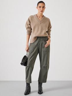 HUSH Erica Merino Wool V Neck Jumper - view 2, Light Beige