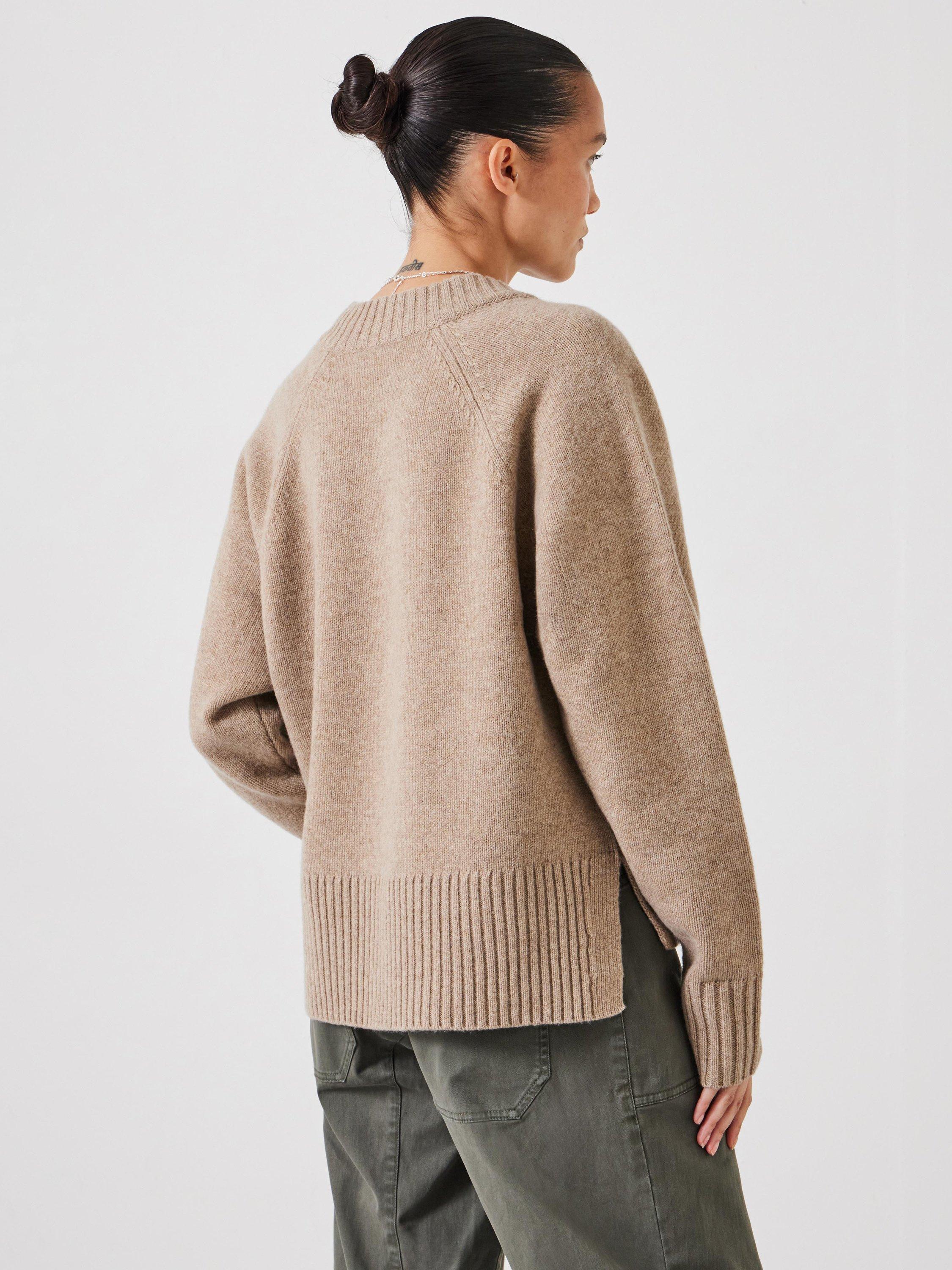 Product image 4 of 5, which shows HUSH Erica Pure Merino Wool Jumper, Light Beige, XS-S