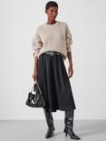 HUSH Francis Buckle Cuff Wool Rich Jumper, Light Beige