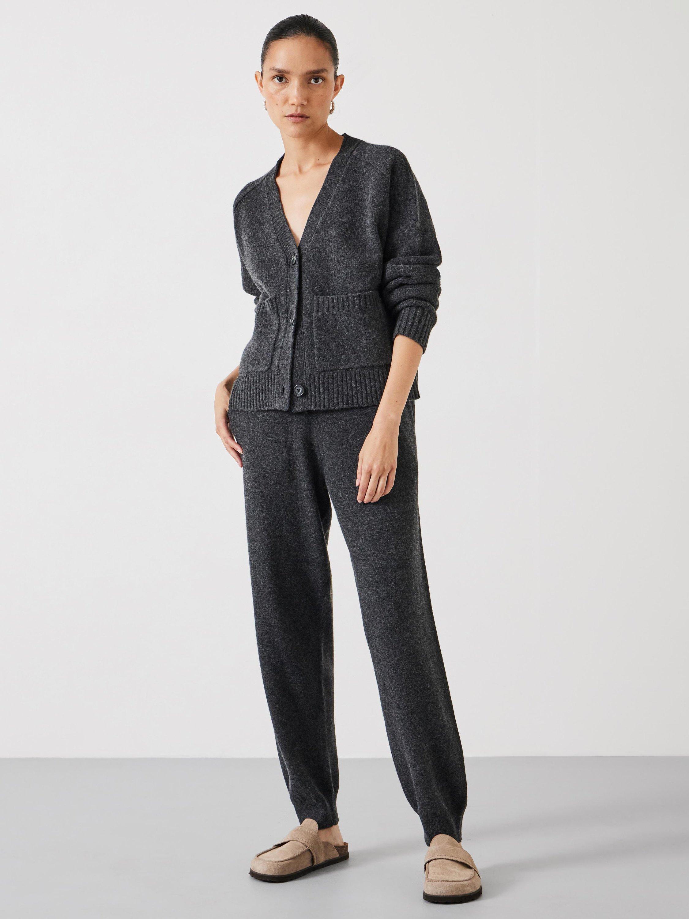 Product image 2 of 5, which shows HUSH Daisy Pure Merino Wool Cardigan, Charcoal Grey Marl, S-M