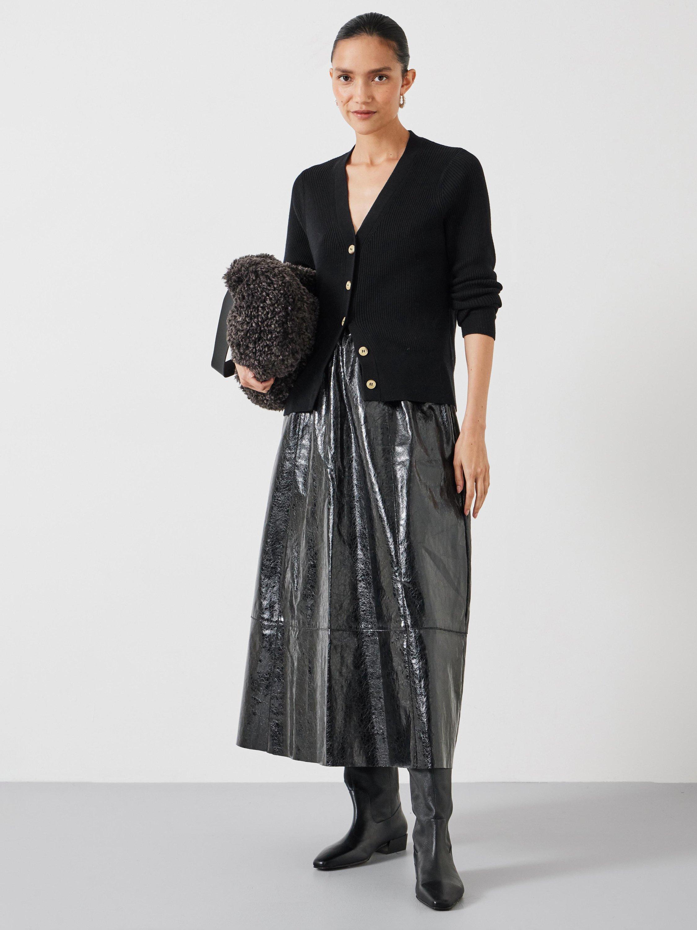 Product image 3 of 5, which shows HUSH Ribbed Slim Fit Cardigan, Black, L