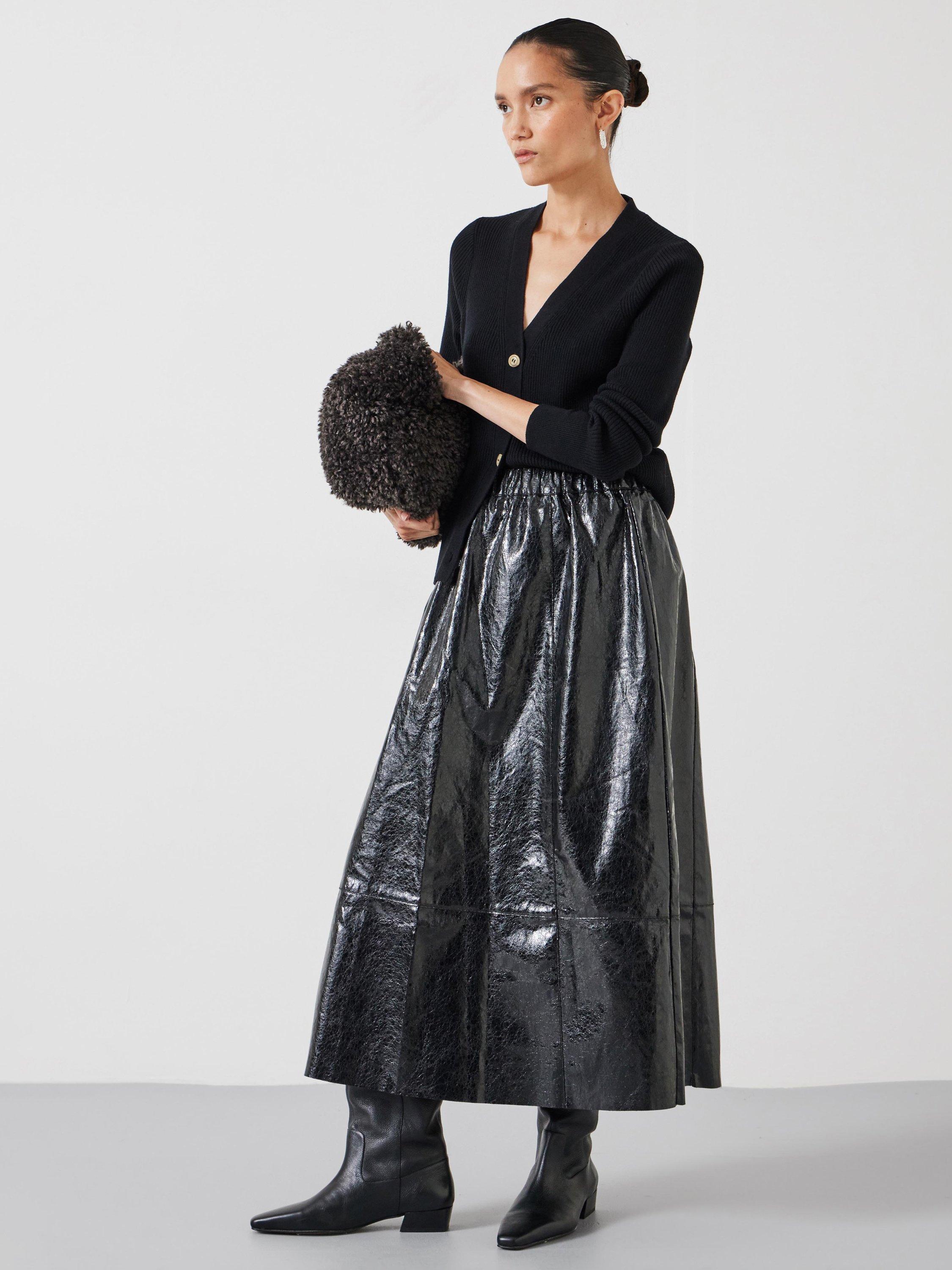 Product image 2 of 6, which shows HUSH Crackled Patent Skirt, Black, 10