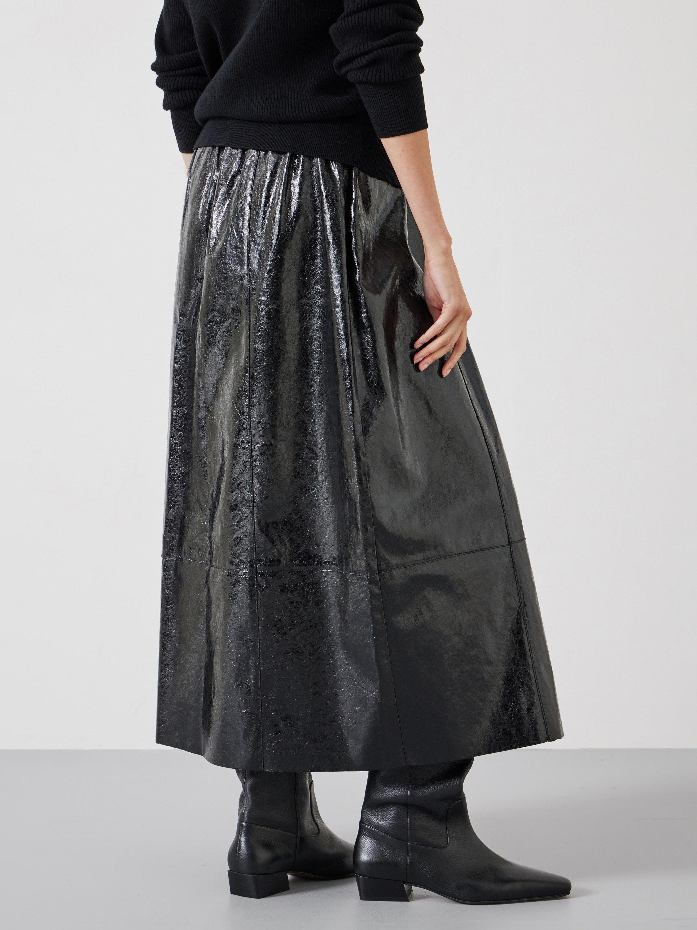 Product image 4 of 6, which shows HUSH Crackled Patent Skirt, Black, 10