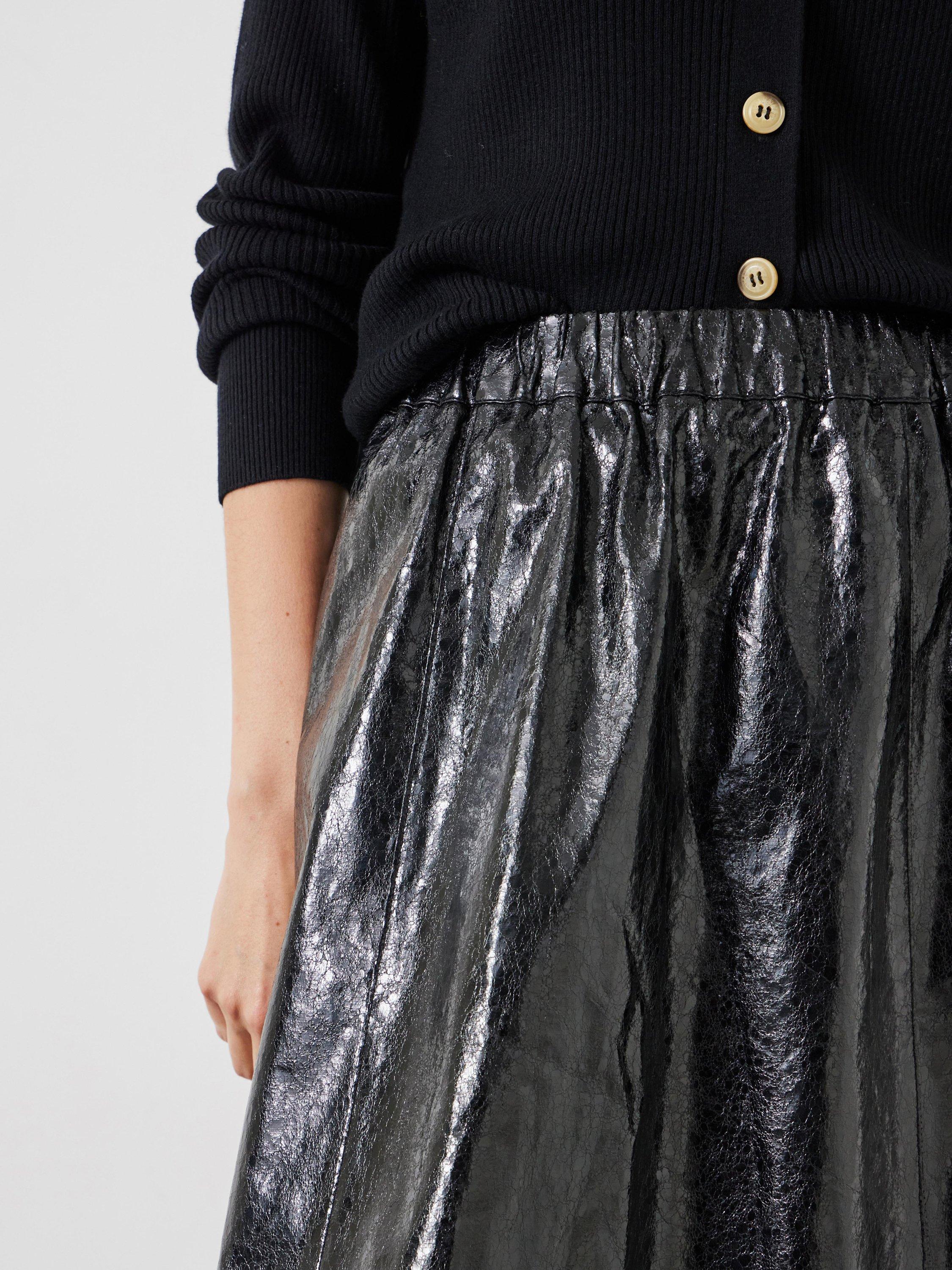 Product image 5 of 6, which shows HUSH Crackled Patent Skirt, Black, 10