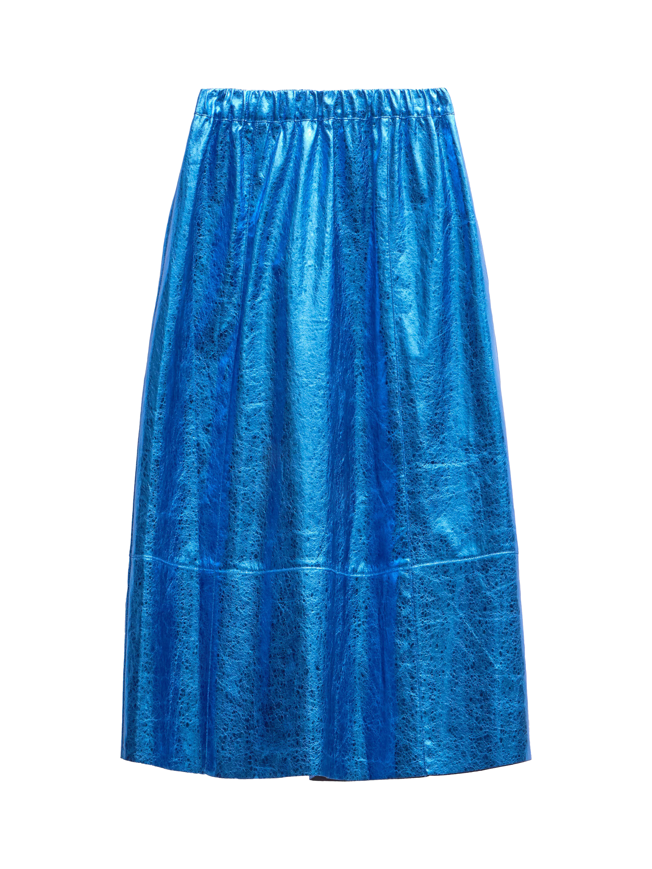 Product image 6 of 6, which shows HUSH Crackled Patent Skirt, Blue, 10