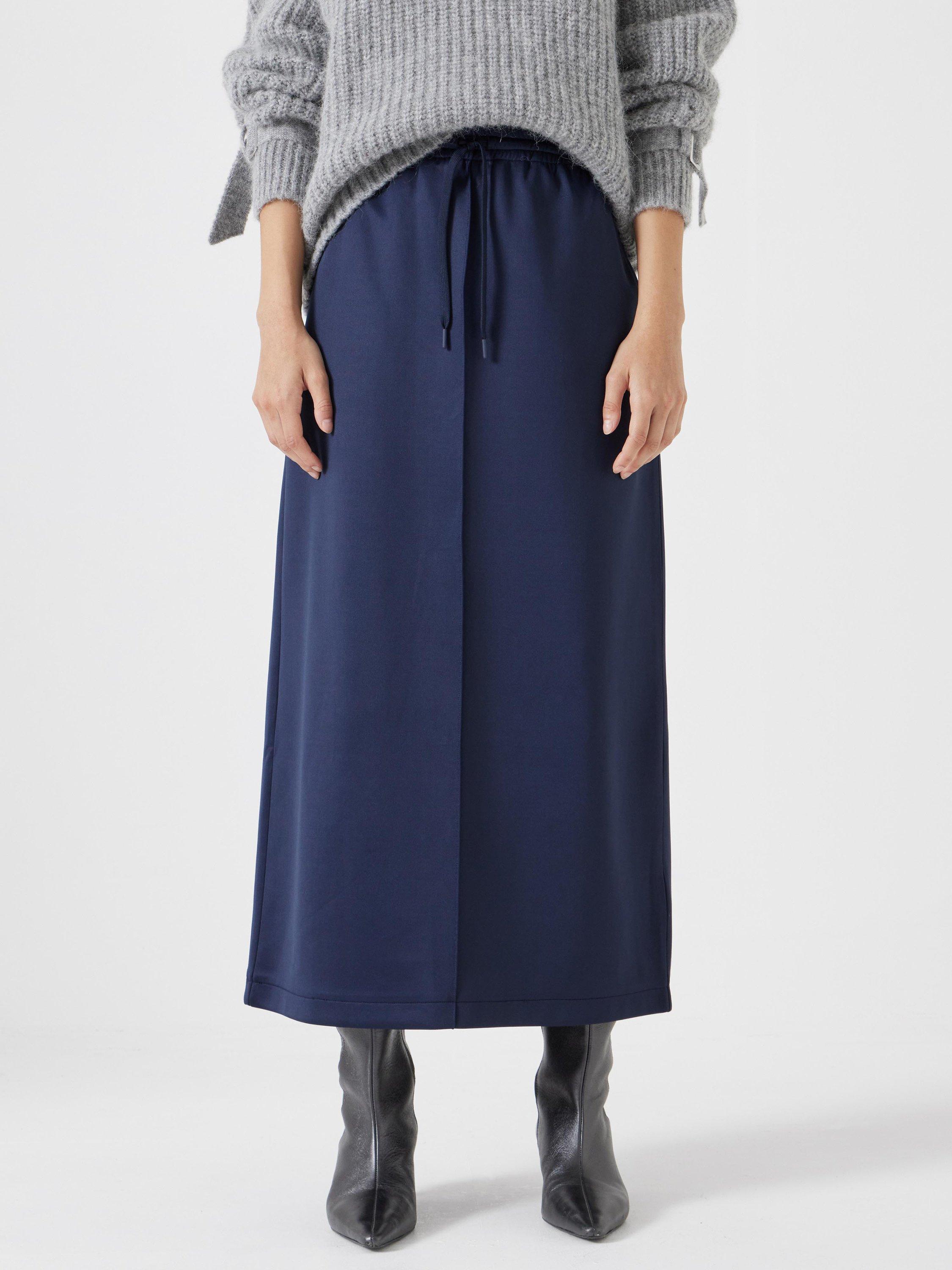 Product image 1 of 6, which shows HUSH Harrison Pintuck Jersey Skirt, Navy, 10