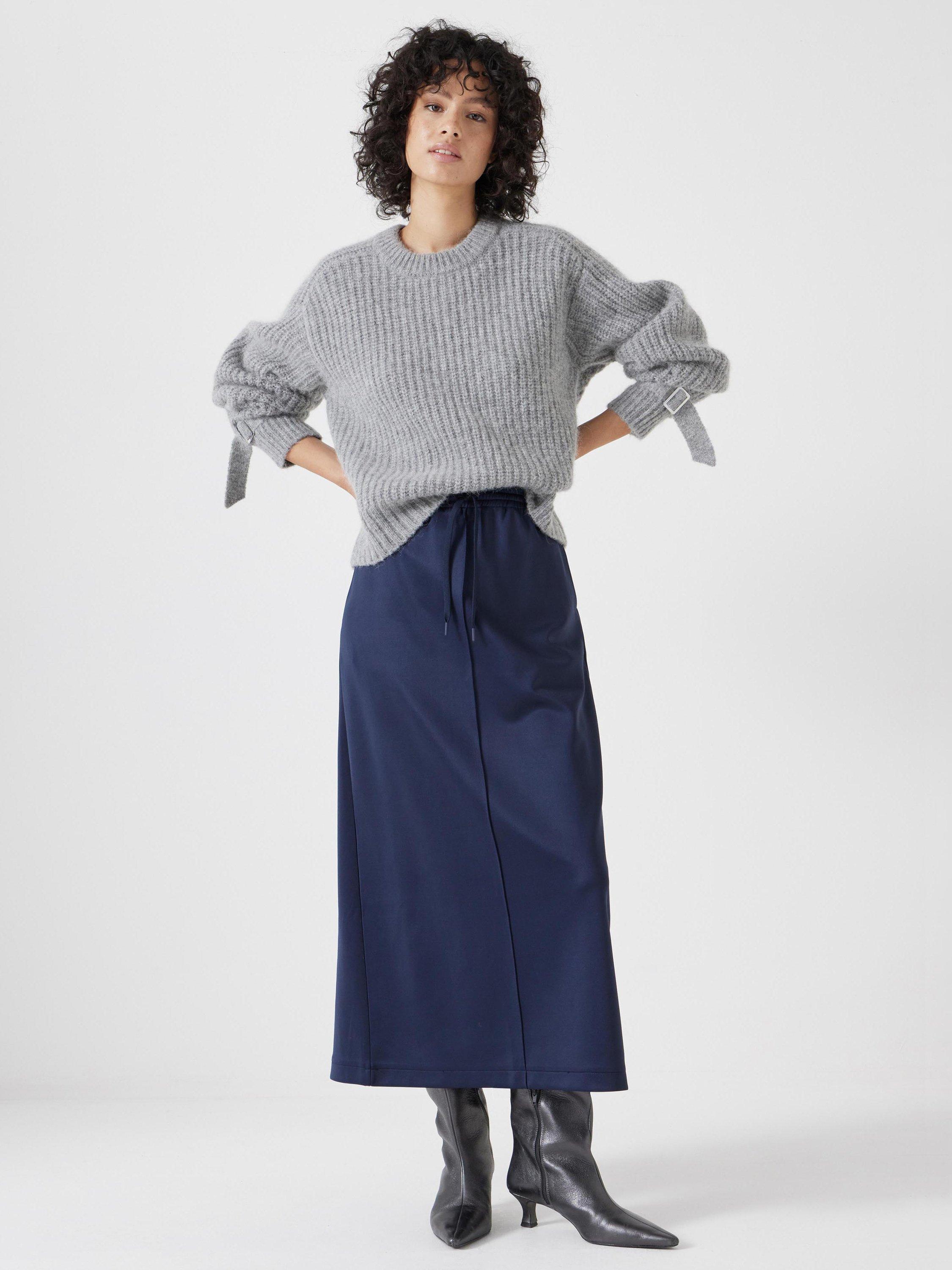 Product image 2 of 6, which shows HUSH Harrison Pintuck Jersey Skirt, Navy, 10