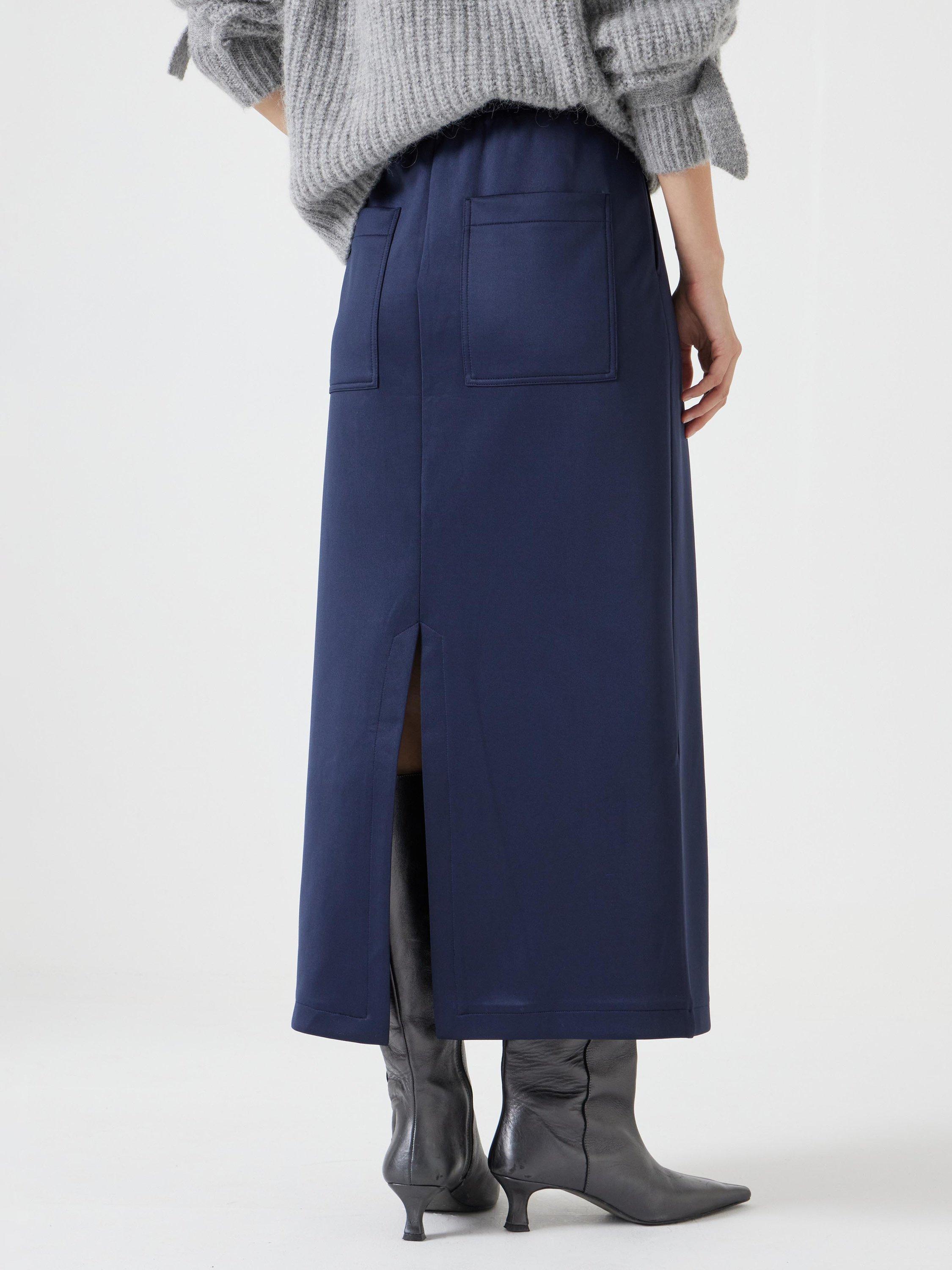 Product image 3 of 6, which shows HUSH Harrison Pintuck Jersey Skirt, Navy, 10
