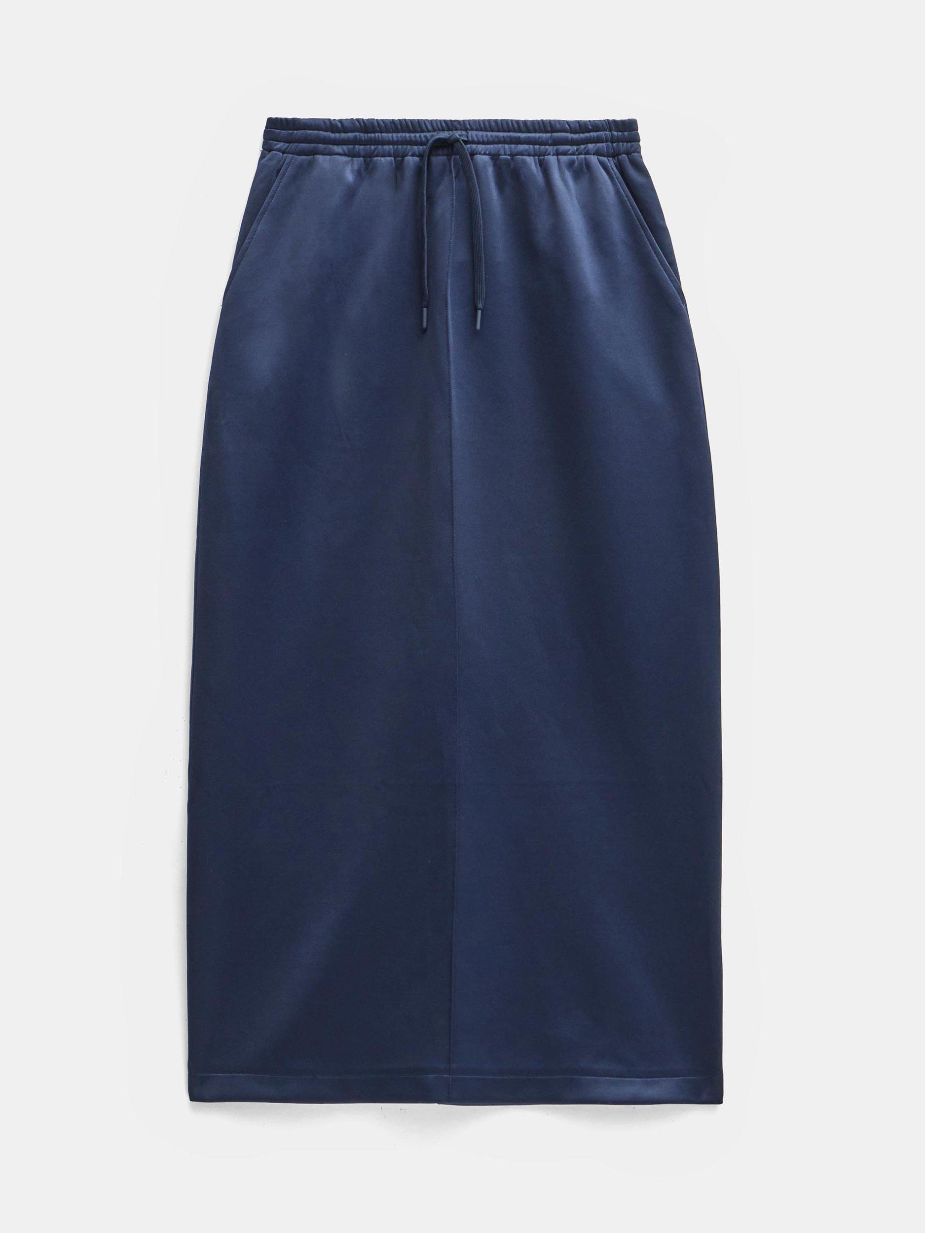 Product image 4 of 6, which shows HUSH Harrison Pintuck Jersey Skirt, Navy, 10