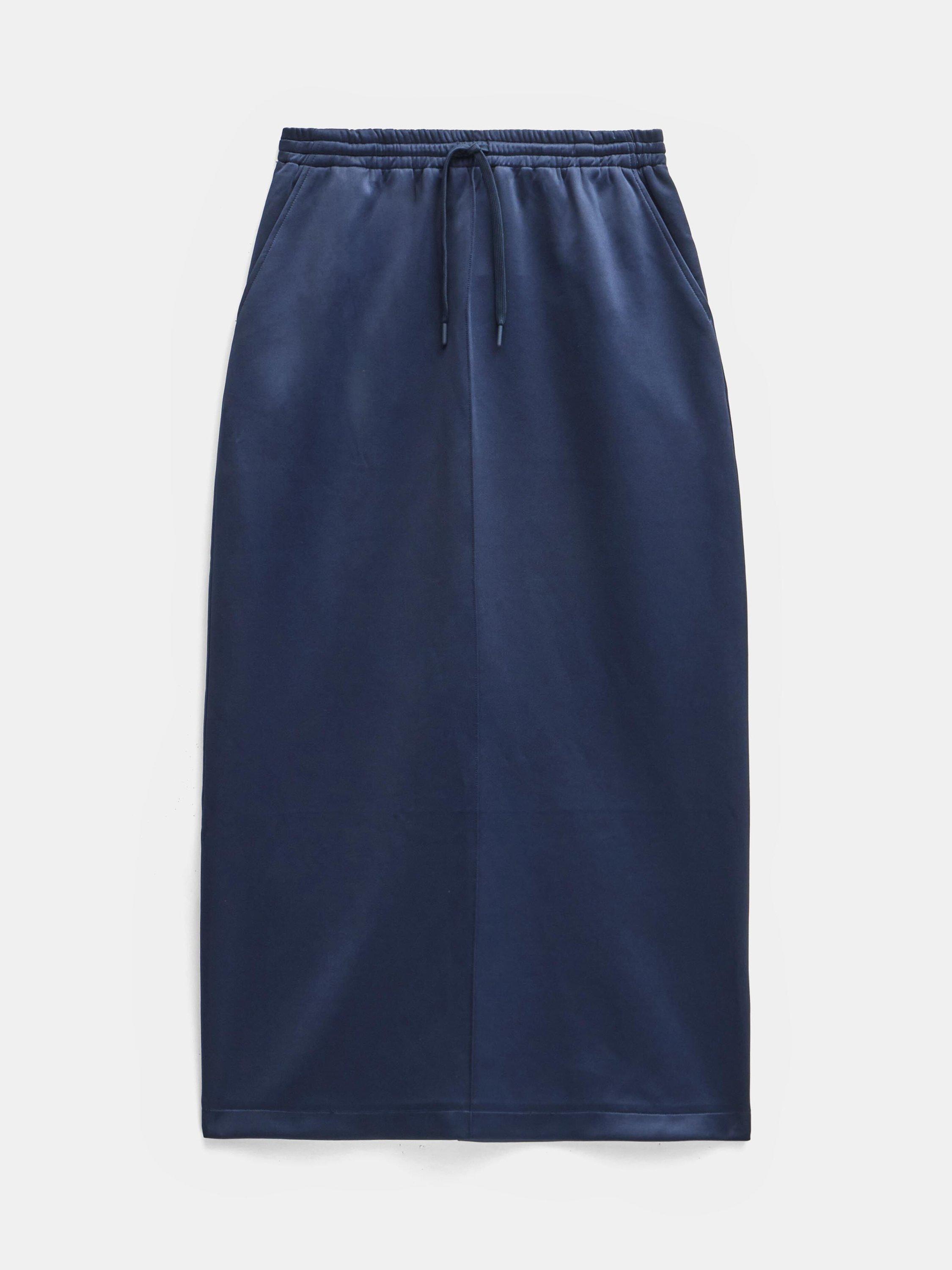 Product image 6 of 6, which shows HUSH Harrison Pintuck Jersey Skirt, Navy, 10