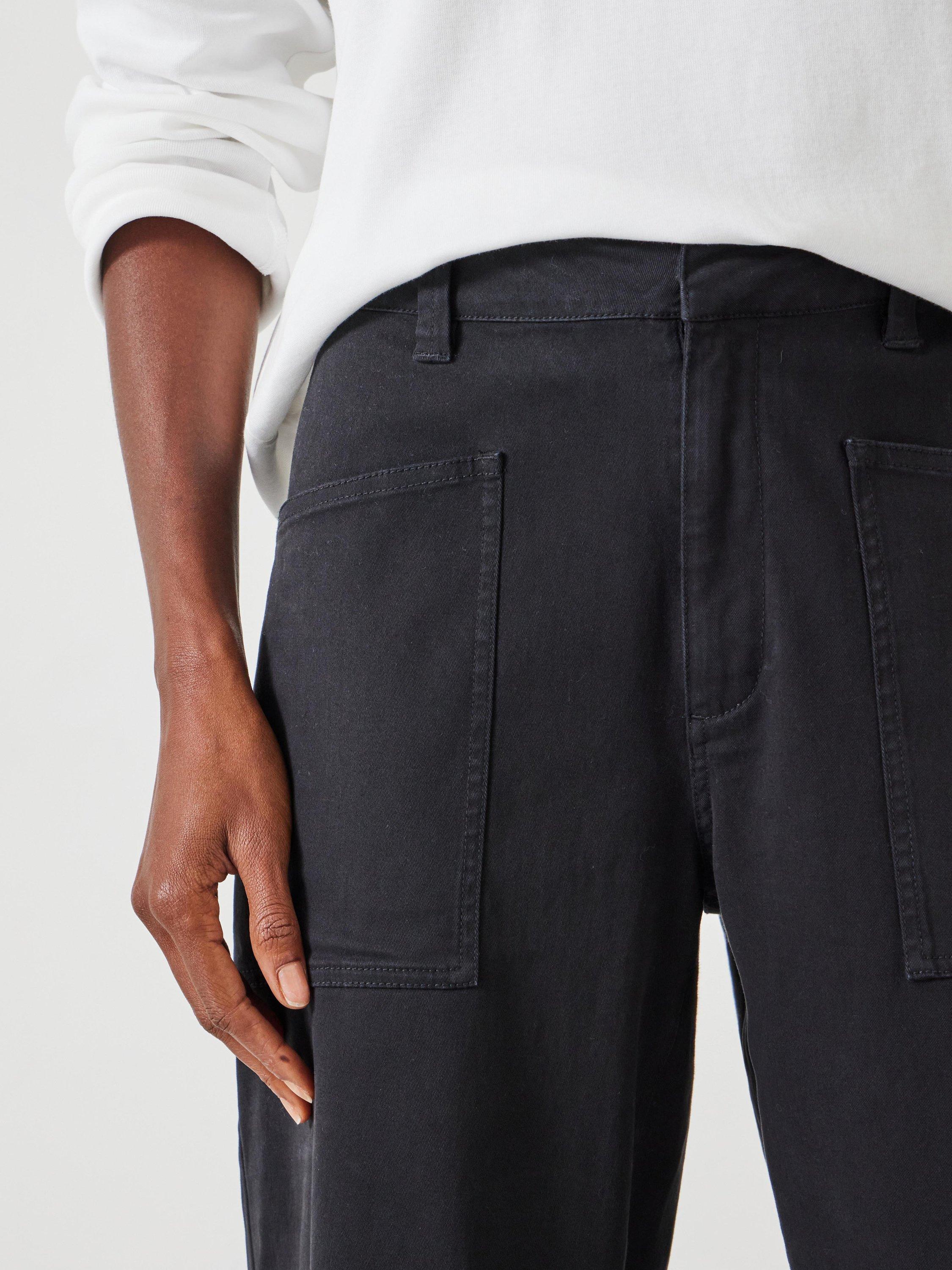Product image 5 of 6, which shows HUSH Cordi Barrel Leg Trousers, Dark Charcoal Grey, 10