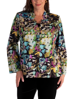 chesca Garden Flower Jacket, Black/Multi, Black/Multi