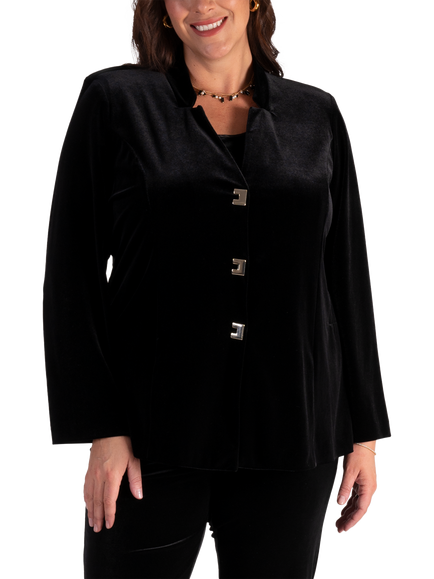 chesca Stretch Velvet Jacket, Black, Black