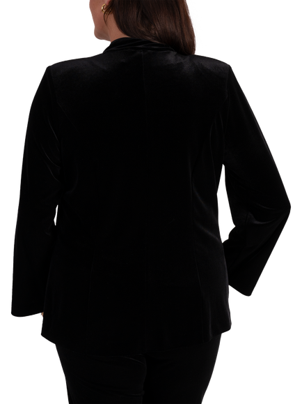 chesca Stretch Velvet Jacket, Black - view 2, Black