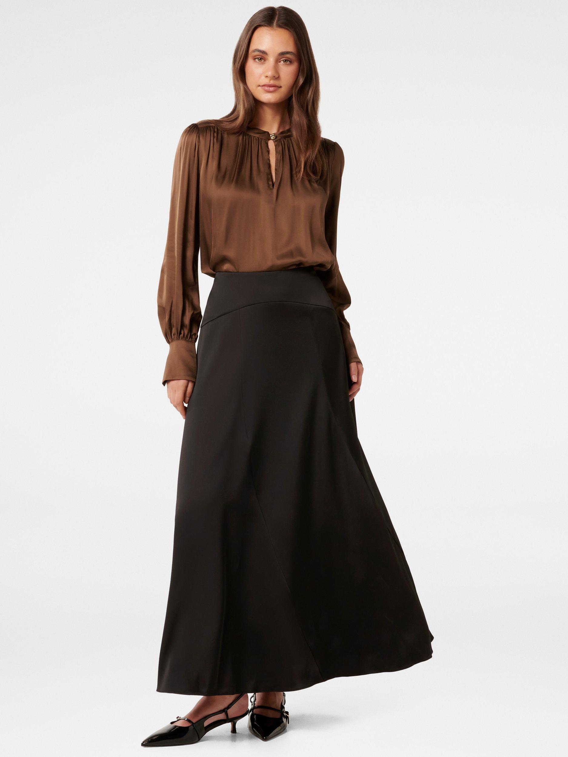 Product image 1 of 5, which shows Forever New Kai Gathered Pleat Top, Brown, 4