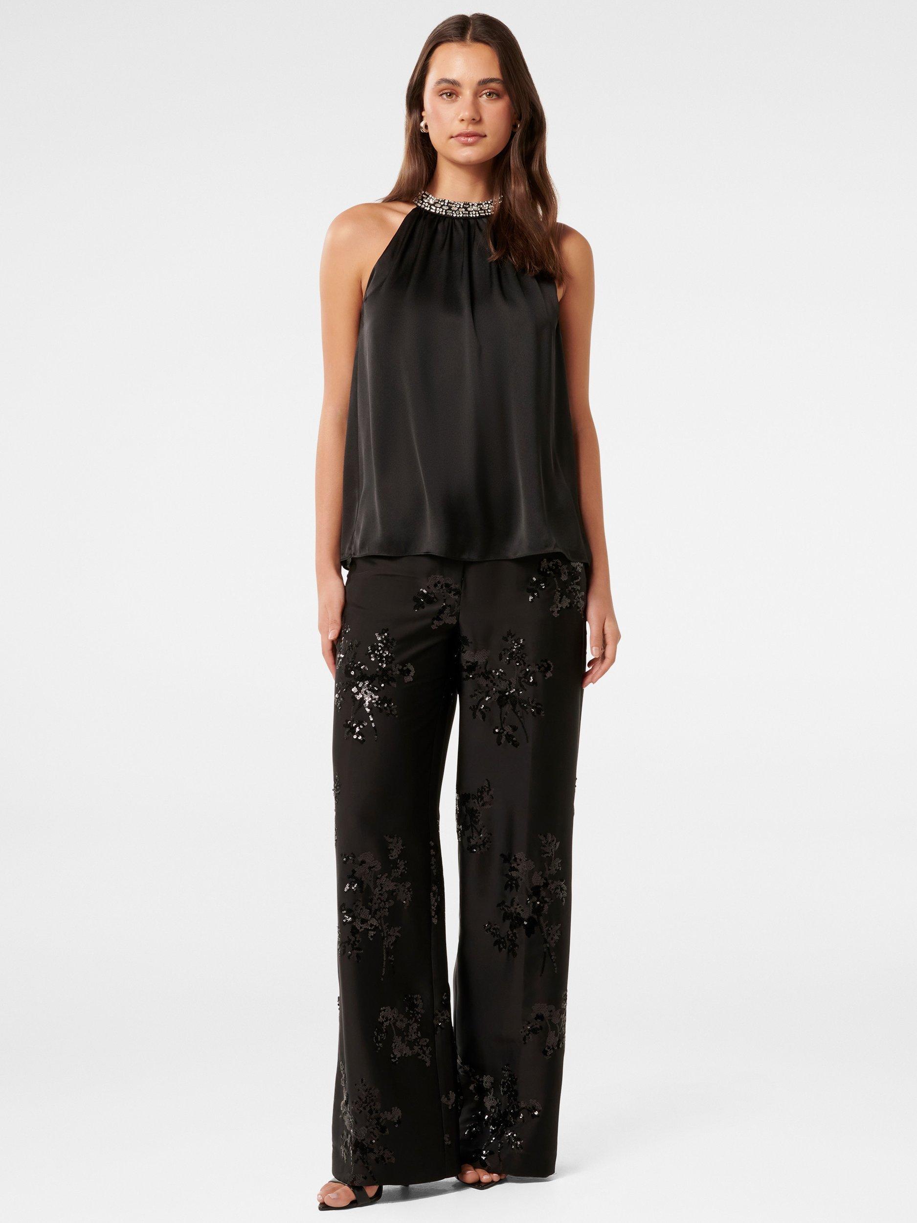 Product image 1 of 5, which shows Forever New Sonnie Sequin Trousers, Black, 4