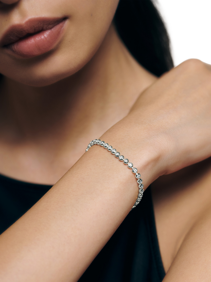 Monica Vinader Lab Grown Diamond Essential Tennis Bracelet - view 2, Silver