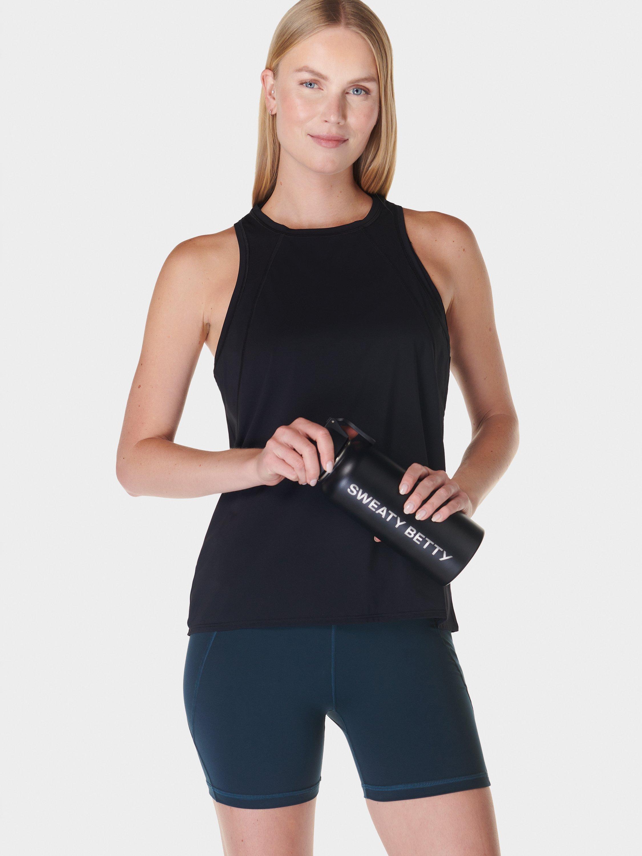 Product image 1 of 8, which shows Sweaty Betty Pace Run Tank Top, Black, XXS