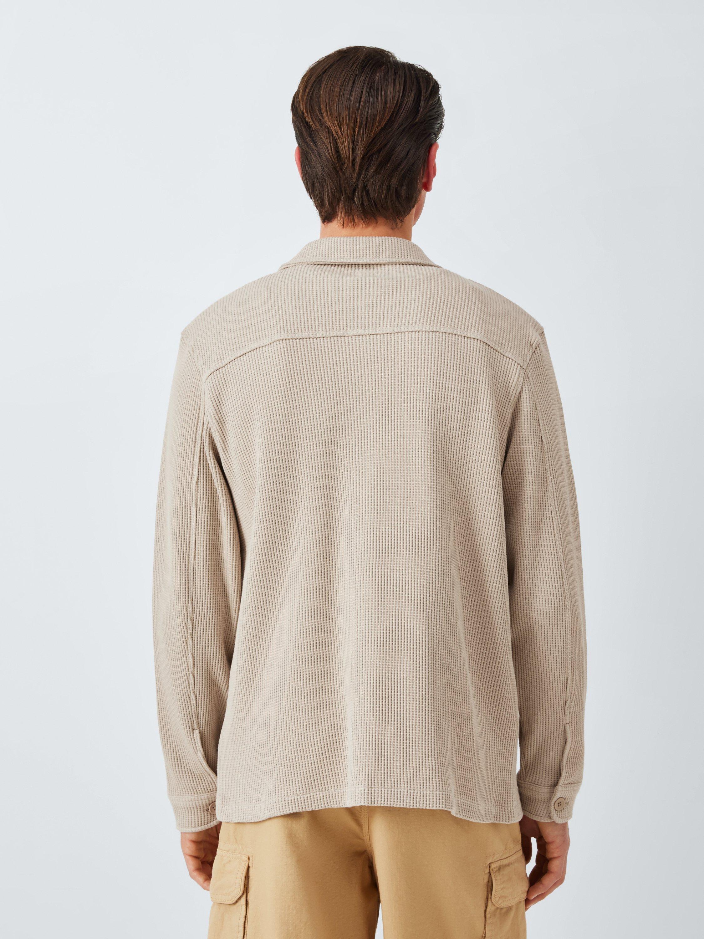 Product image 2 of 6, which shows John Lewis Cotton Jersey Waffle Overshirt, Plaza Taupe, M