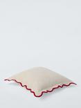 John Lewis Scalloped Linen Cushion, Chilli