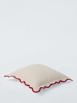 John Lewis Scalloped Linen Cushion - view 2, Chilli
