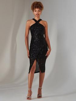 Jolie Moi Sequin Bodycon Dress, Black
